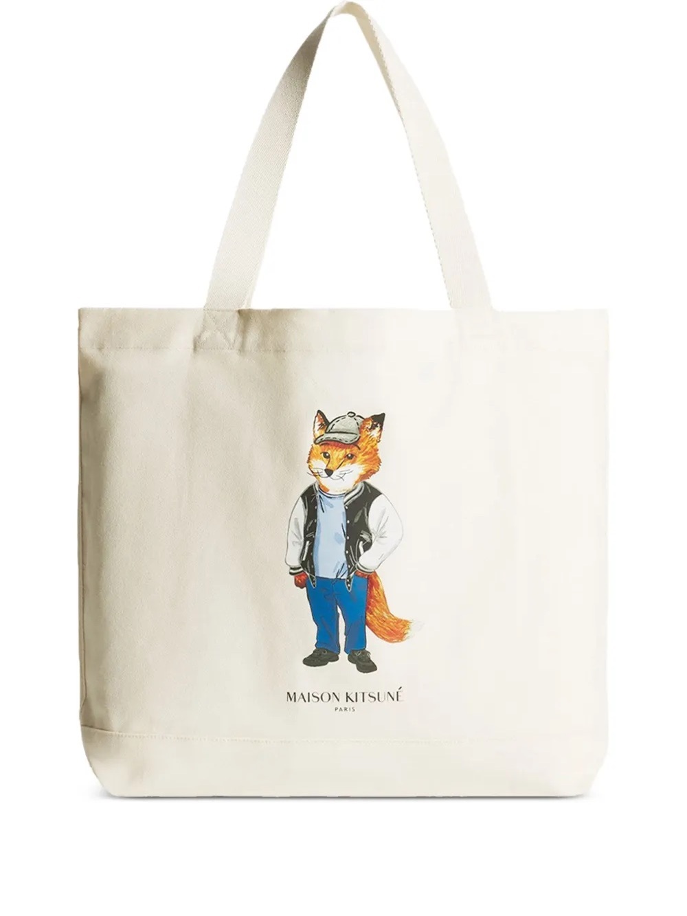 MAISON KITSUNE Cream Tote Bag with Fox Print